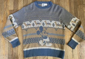 Vintage 70er Kennington Ltd Walt Disney Mickey Mouse Pullover, blau/braun, Herren Medium - Bild 1 von 9