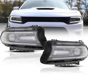 For Dodge 2015 2016 Charger Halogen Headlight Assembly Pair Set With Bulb - Picture 1 of 9