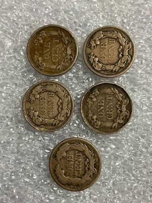 1857/1858 Flying Eagle Cents - See Pictures! 5 coin lot. READ! - Image 1 of 4