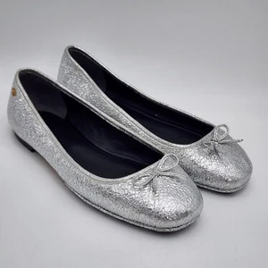 Ballerine Tory Burch Laila 2 driver pieghe argento metallizzato donna taglia 6 M - Foto 1 di 9
