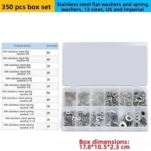 Ensemble rondelles plates et rondelles à ressort en acier inoxydable 350 pièce - Picture 1 of 9