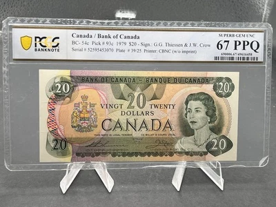 1979 $20 Bank of Canada Bank Note Graded PCGS 67PPQ SN#52595453070 - Image 1 of 4