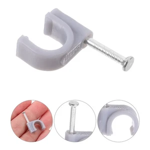 100 Pcs Stahlnagellinienkarte Kabelklemmen Für Ethernet Kabelclips - Afbeelding 1 van 12