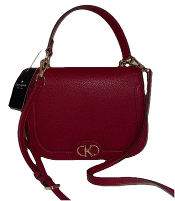 Kate Spade Kyla 皮革顶部手柄马鞍包 - 独特标志红色果酱 $379 全新带标签💚 — 第 1/4 张图片