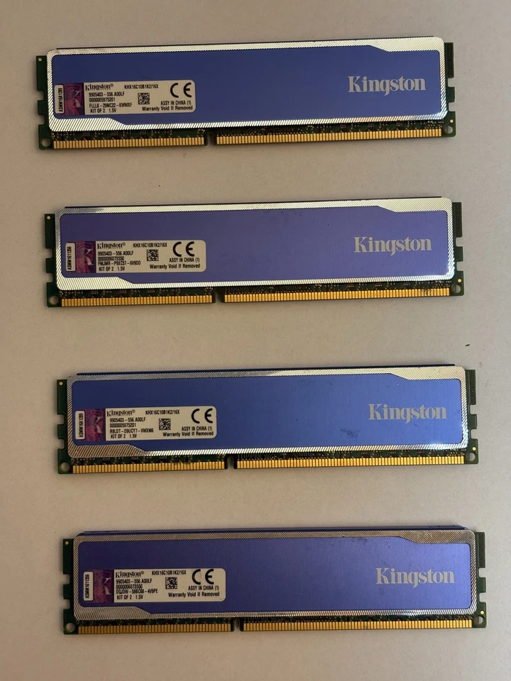 32GB Kit (4x 8GB) DDR3 Kingston HyperX 1600 MHz CL 10 KHX16C10B1K2/16 - Bild 1 von 1