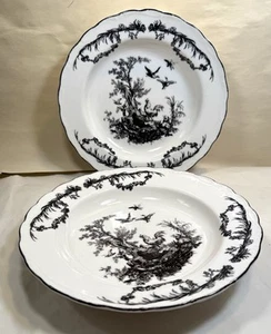Aux Au Provence Rooster Soup Pasta Bowls Black French Country - Set of 2 - Picture 1 of 6