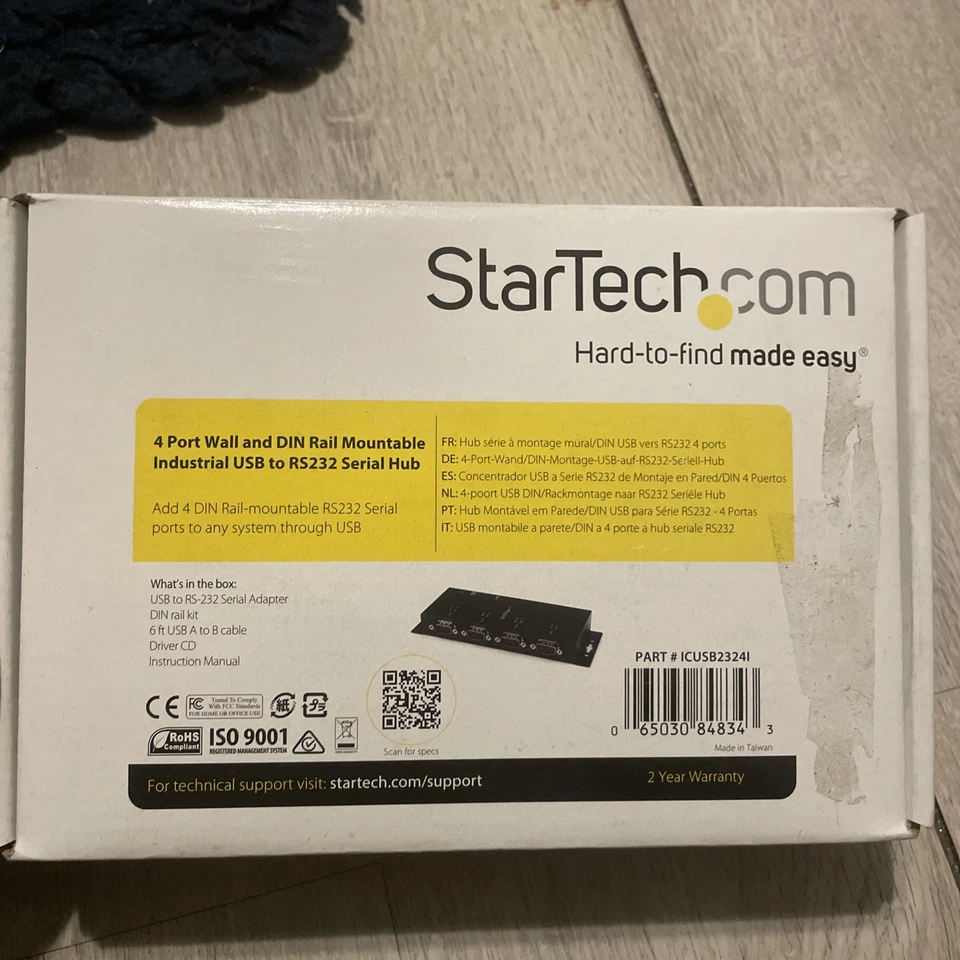 StarTech USB to Serial Adapter Hub - 4 Port - Industrial - Wall Mount - Din Rail - Image 1 of 4