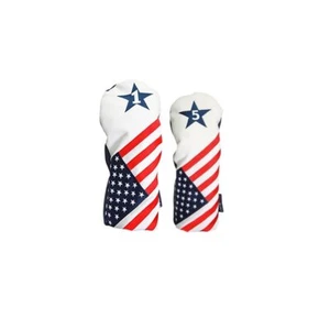 USA 1 & 5 Headcover Patriot Golf Vintage Retro Driver Fairway Wood Head Cover - Picture 1 of 6