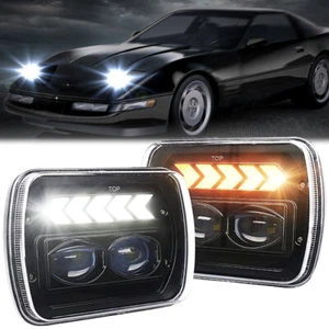 2PCS For Chevy Corvette C4 1984-96 7x6 5x7'' LED Headlights Hi/Lo DRL Turn Lamps - Picture 1 of 10