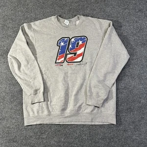 Vintage NASCAR Racing Martin Truex Jr #19 Sweater Sweatshirt Size XL Men’s Grey - Picture 1 of 5