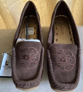 Mocassini Pronostici Scarpe Slip On Pelle Marrone Donna Taglia 6 Perline Nuovi con etichette Autunno - Foto 1 di 11