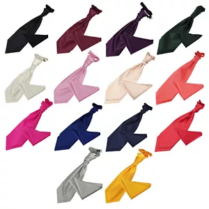 Premium Woven Plain Solid Check Pre-Tied Mens Cravat Pocket Square Set by DQT - Picture 1 of 21