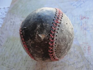 Vintage Red Laced Thick Raised Stitching Baseball Old Leather Baseball Well Worn - Picture 1 of 5