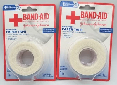 Band-Aid Hurt-Free Medical Paper Tape Wound Dressing 1 in x 10 yrd. Lot of Two - Image 1 of 4