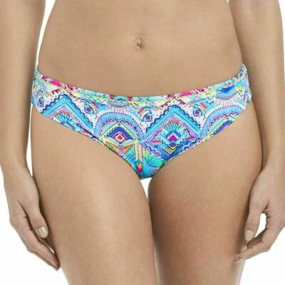 Freya New Native Bikini Brief Plus Size 2XL 18 20 Blue Pink Tribal Bottom 3533 - Image 1 of 4