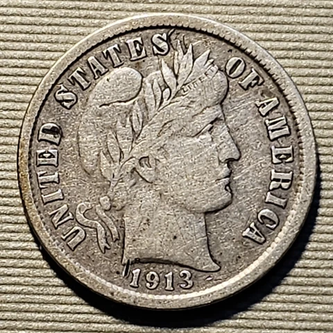 1913 S Barber Dime 10C Silver Coin Better Date Full Liberty Cover