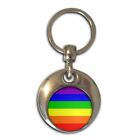 Gay Flag - Chrome Round Double Sided Key Ring New