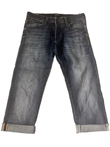 Jack & Jones Mens 'Glen' Slim Cropped Blue Denim Jeans W32 x L21" Button Fly - Picture 1 of 7