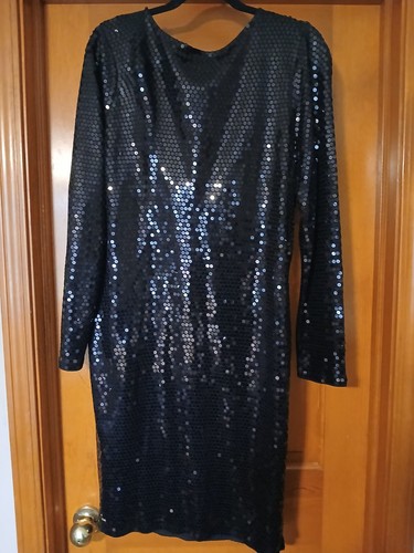 NUOVO abito da donna Michael Kors nero paillettes vacanza catena schiena scoperta taglie forti 1x