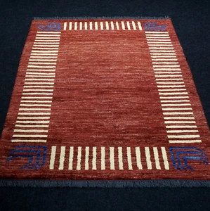 Orient Teppich Ziegler 152 x 103 cm Modern Design Rot Beige Blau Handgeknüpft - Bild 1 von 9