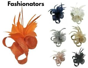 Women Small Flower Feather Fascinator Party Brooch Clip Royal Ascot Wedding Race