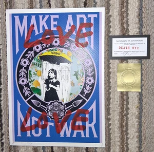 1/1 Death NYC Original LOVE/Make Art Not War Hand Written - Bild 1 von 3