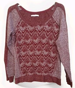 Maurices Womens Raglan Tribal Sweatshirt size Medium Burgundy Pullover - Picture 1 of 9