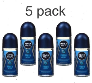 5 x NIVEA MEN FRESH ACTIVE roll-on deodorant for men, 1.7 fl.oz / 50 ml - Picture 1 of 3