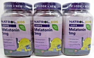 LOT OF 3 Natrol Kids Melatonin Gummies Raspberry 1mg 140 Gummies Each - Picture 1 of 6