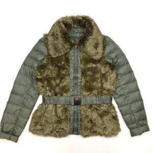 Laura Scott Womens Faux Fur Jacket Coat GB 10 EU 36 Green - Picture 1 of 8