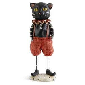 Halloween Folk Art 9.75 Inch Resin Black Cat w/Metal Legs Fabric Shorts - Picture 1 of 1