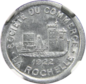 1922 Francia, La Rochelle 10c ficha marítima NGC MS 62 TOP POP (24-15) - Imagen 1 de 4