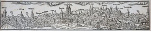EINBLATTDRUCK LOBSPRUCH AUF DIE STADT NÜRNBERG ANSICHT HANS SACHS UM 1550 / 1821 - Picture 1 of 2