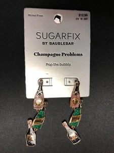 SUGERFIX BY BAUBLEBAR CHAMPAGNE PROBLEMS POP THE BUBBLY EARRINGS SIGNED NEW - Picture 1 of 6