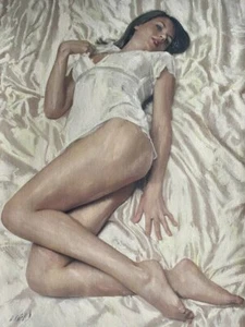 NEW WILLIAM OXER ORIGINAL "Love me" nude cute Woman pretty cute Girl PAINTING - Picture 1 of 1