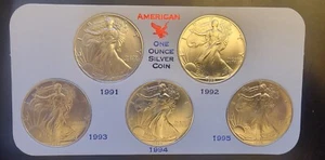1991 - 1995 American Eagle Set Coins Vtg You Grade-999 Silver 1 Oz Ounce Art Bar - Picture 1 of 9