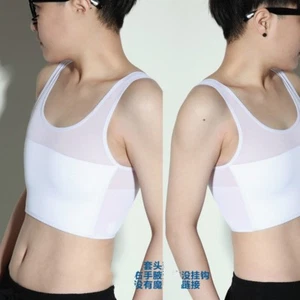 Lesbian Vest Tomboy Top Chest Breast Binder Short Mesh Bandage FTM Flat Tee Sexy - Picture 1 of 6
