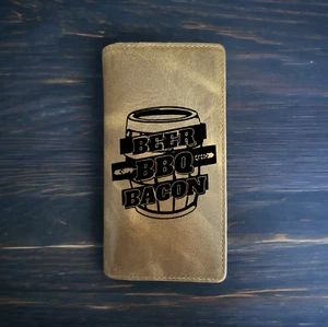 Beer BBQ Bacon Rodeo Wallet Cowboy Western Buffalo Leather Premium Food NEW - Picture 1 of 10