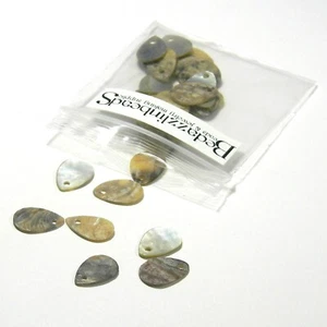 30 Natural Tan 13mm (1/2 inch) Teardrop Mussel Shell Drop Charms with 1.5mm Hole - Picture 1 of 1
