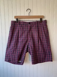 Vintage Corbin Plaid Golf Shorts Mens 34 8" Inseam Pink Black - Picture 1 of 8