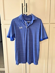 Men’s Under Armor Blue Heat Gear Polo Sz Medium M Golf Shirt - Picture 1 of 7