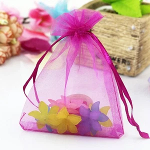 100 Pcs Candy Giveaways Pouch Drawstring Pouches Wrapping Bags Mesh Craft Bags - Picture 1 of 11