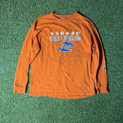 Y2K Vintage Old Navy Long Sleeve Shirt Youth XXL Boys Orange Sporty Style - Image 1 of 4