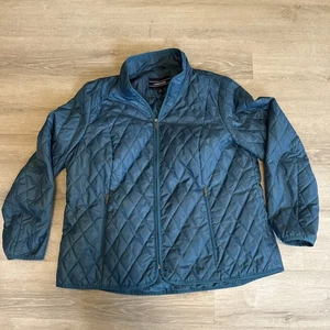 Lands' End Damen aquamarin türkis gesteppt Primaloft isoliert Scheunenmantel Größe 1X - Bild 1 von 9