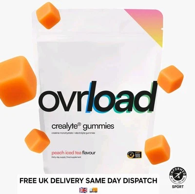OVERLOAD Ovrload Crealyte Creatine Gummies Peach Iced Tea |1 Month Supply| FREE UK POST