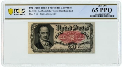 FR 1381 Fifty Cents 50c Fractional 5th Issue GEM UNC 65 PPQ PCGS 949733-15 - Image 1 of 3