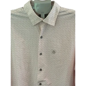 Alfani Oberhemd Herren XXL 18-18,5 Weiß Rot Print Langarm Neu ohne Etikett - Bild 1 von 8