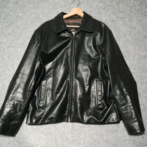 Chaqueta de Cuero Banana Republic Para Hombre L Cremallera Completa Y2k Motociclista Negra Cyber Moto De Colección - Imagen 1 de 20