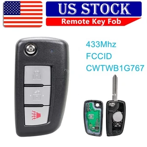 FOR 2014 2015 2016 2017 2018 2019 2020 NISSAN ROGUE FLIP KEY REMOTE FOB 3 BUTTON - Foto 1 di 8