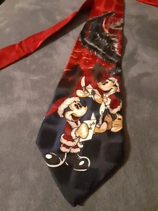 DISNEY CHRISTMAS Neck Tie Atlas Design Holiday Mickey Mouse Santa Caroling - Picture 1 of 6